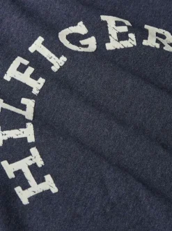 Sweat en coton marine uni avec une coupe droite et un col rond