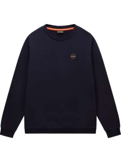 Sweat en coton marine uni à coupe droite avec logo iconique sur le cœur