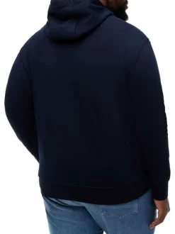 Sweat en coton marine uni pourvu d'une coupe droite et d'une capuche