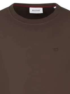 Sweat en coton marron uni avec une coupe droite et un col rond