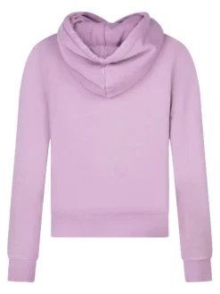 Sweat en coton mauve uni avec une coupe droite et un col à capuche