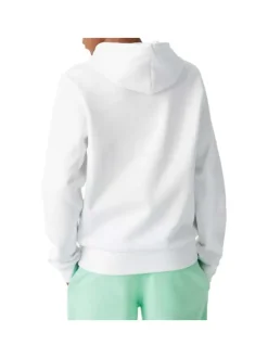 Sweat en coton mélangé blanc uni coupe droite avec un col à capuche