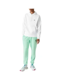 Sweat en coton mélangé blanc uni coupe droite avec un col à capuche