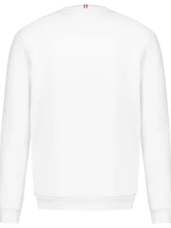 Sweat en coton mélangé blanc uni coupe droite avec un col rond et inscriptions