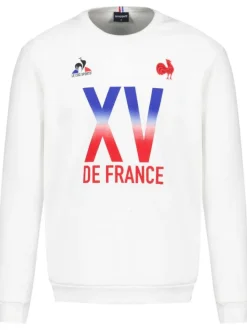 Sweat en coton mélangé blanc uni coupe droite avec un col rond et inscriptions