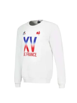 Sweat en coton mélangé blanc uni coupe droite avec un col rond et inscriptions