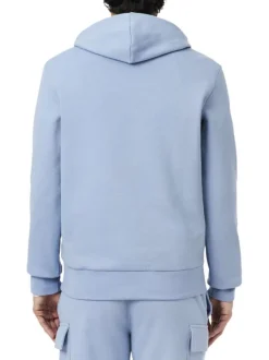 Sweat en coton mélangé bleu à coupe ajustée pourvu d'un col rond