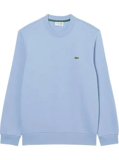 Sweat en coton mélangé bleu à coupe ajustée pourvu d'un col rond