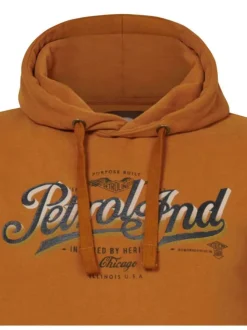Sweat en coton mélangé camel uni coupe droite avec un col à capuche
