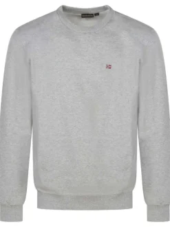 Sweat en coton mélangé gris clair uni avec logo iconique de la marque