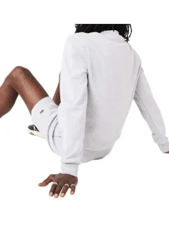 Sweat en coton mélangé gris uni avec une coupe droite et un col rond
