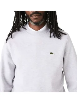 Sweat en coton mélangé gris uni avec une coupe droite et un col rond