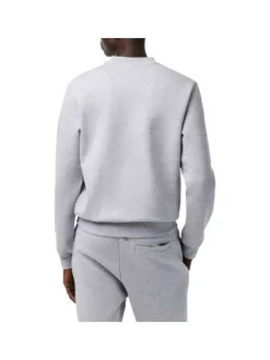 Sweat en coton mélangé gris uni avec une coupe droite et un col rond