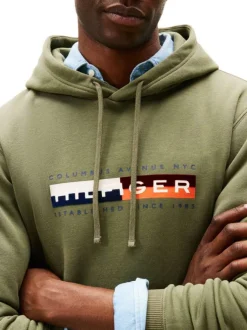 Sweat en coton mélangé kaki fantaisie avec un col à capuche