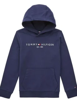 Sweat en coton mélangé marine avec logo brodé à la poitrine coupe droite