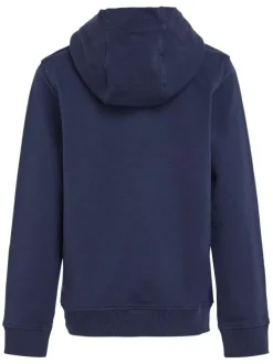 Sweat en coton mélangé marine avec logo brodé à la poitrine coupe droite
