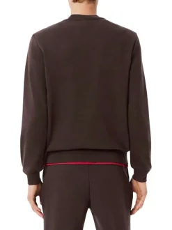 Sweat en coton mélangé marron avec un col rond et des manches longues