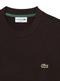 Sweat en coton mélangé marron à coupe ajustée pourvu d'un col rond