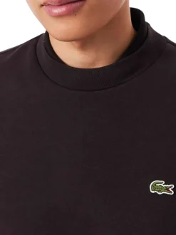 Sweat en coton mélangé marron à coupe ajustée pourvu d'un col rond