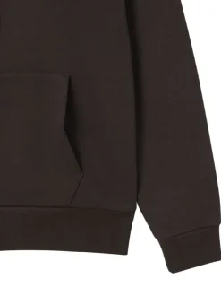 Sweat en coton mélangé marron uni à coupe droite avec un col à capuche