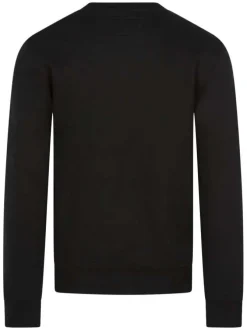 Sweat en coton mélangé noir uni avec écritures brodées à la poitrine