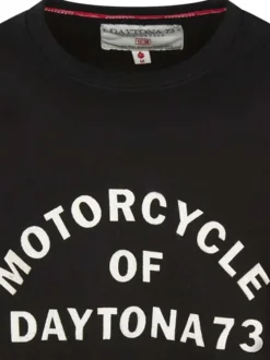 Sweat en coton mélangé noir uni avec écritures brodées à la poitrine