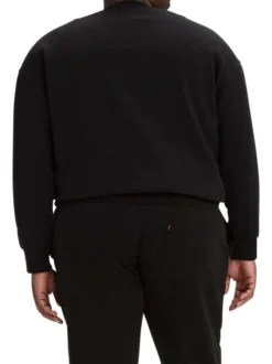 Sweat en coton mélangé noir uni avec nom de la marque brodé en blanc