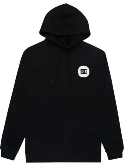 Sweat en coton mélangé noir uni avec une coupe droite et une capuche