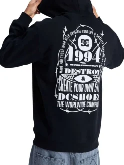 Sweat en coton mélangé noir uni avec une coupe droite et une capuche