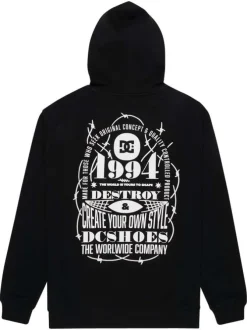 Sweat en coton mélangé noir uni avec une coupe droite et une capuche