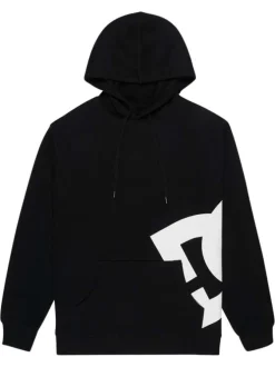 Sweat en coton mélangé noir uni à capuche avec une coupe droite