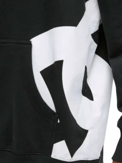 Sweat en coton mélangé noir uni à capuche avec une coupe droite