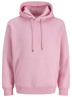 Sweat en coton mélangé rose à coupe droite pourvu d'un col à capuche