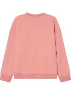 Sweat en coton mélangé rose imprimé avec une coupe ample et un col rond
