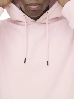 Sweat en coton mélangé rose uni pourvu de manches longues et d'une coupe droite