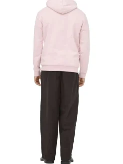 Sweat en coton mélangé rose uni pourvu de manches longues et d'une coupe droite