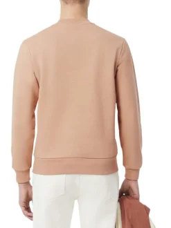 Sweat en coton mélangé saumon uni avec une coupe droite et logo iconique