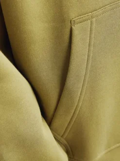 Sweat en coton mélangé tilleul uni avec une coupe droite et une poche kangourou