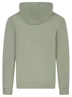Sweat en coton mélangé vert uni avec une coupe droite et une capuche