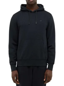 Sweat en coton noir avec un col à capuche et cordon de serrage