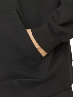 Sweat en coton noir à coupe droite pourvu d'un col à capuche