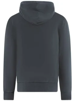 Sweat en coton noir uni avec une coupe droite et un col à capuche