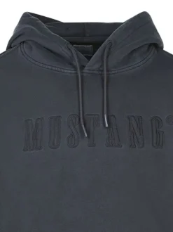 Sweat en coton noir uni avec une coupe droite et un col à capuche