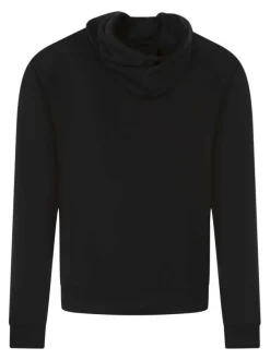Sweat en coton noir uni avec une coupe droite et un col à capuche
