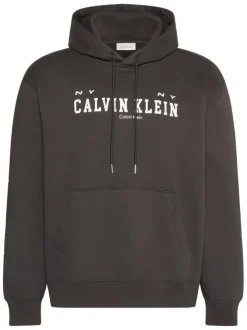 Sweat en coton noir uni avec une coupe droite et une capuche