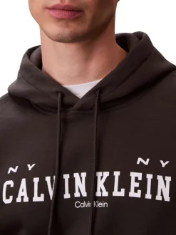 Sweat en coton noir uni avec une coupe droite et une capuche