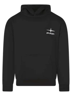 Sweat en coton noir uni coupe ajustée avec une poche kangourou