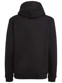 Sweat en coton noir uni coupe droite avec un col à capuche et étiquette
