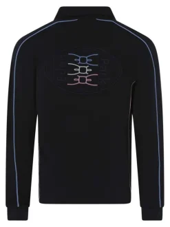 Sweat en coton nuit pourvu d'un col à polo et du logo de la marque