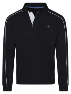 Sweat en coton nuit pourvu d'un col à polo et du logo de la marque